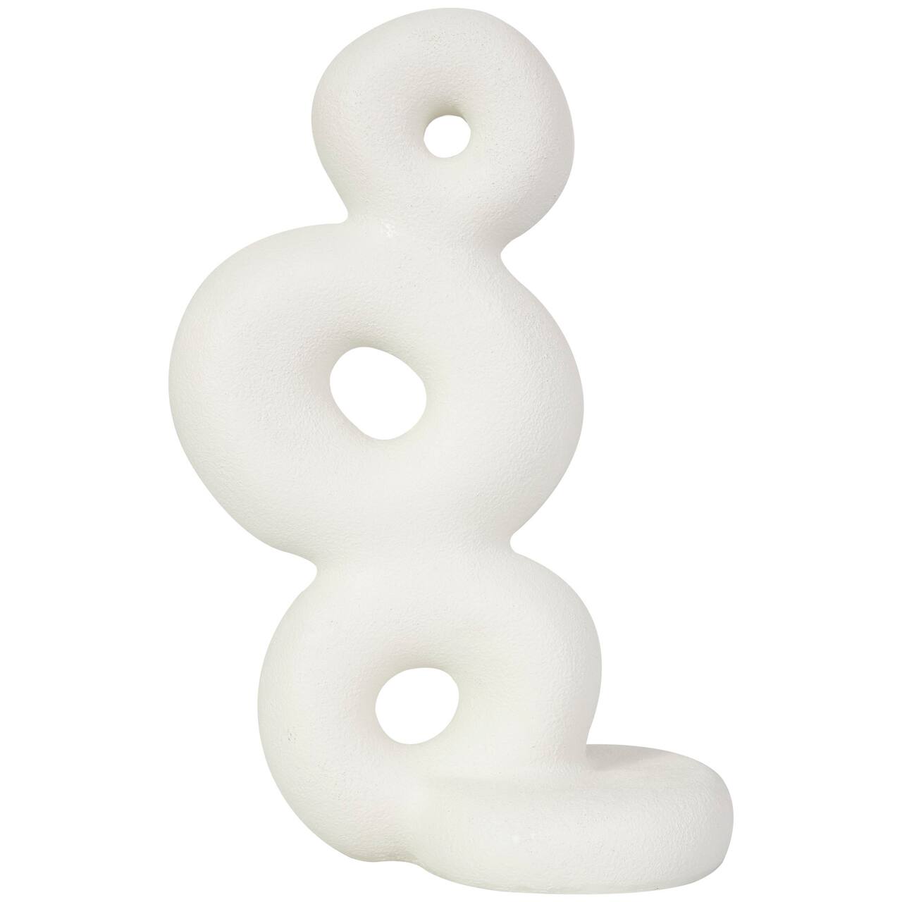 14" White Abstract Stacked Circle Ring Sculpture